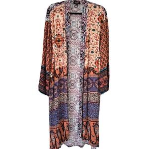 Boho Chic Kimono Cardigan GGiO USA‎ Patchwork Floral Print Duster Medium